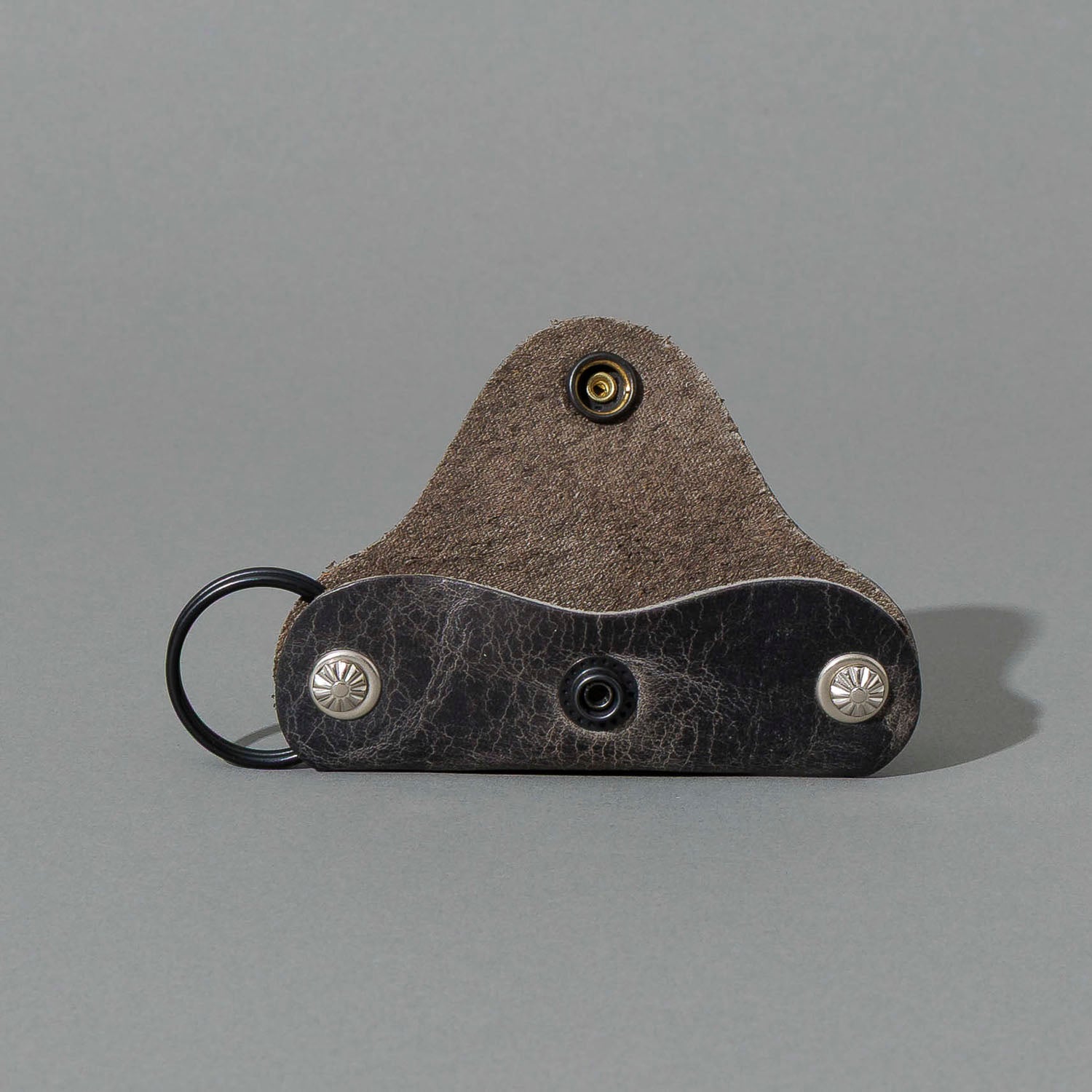 Vault Key Holder in Slate Vintage, opened to show where keys sit, shot 1