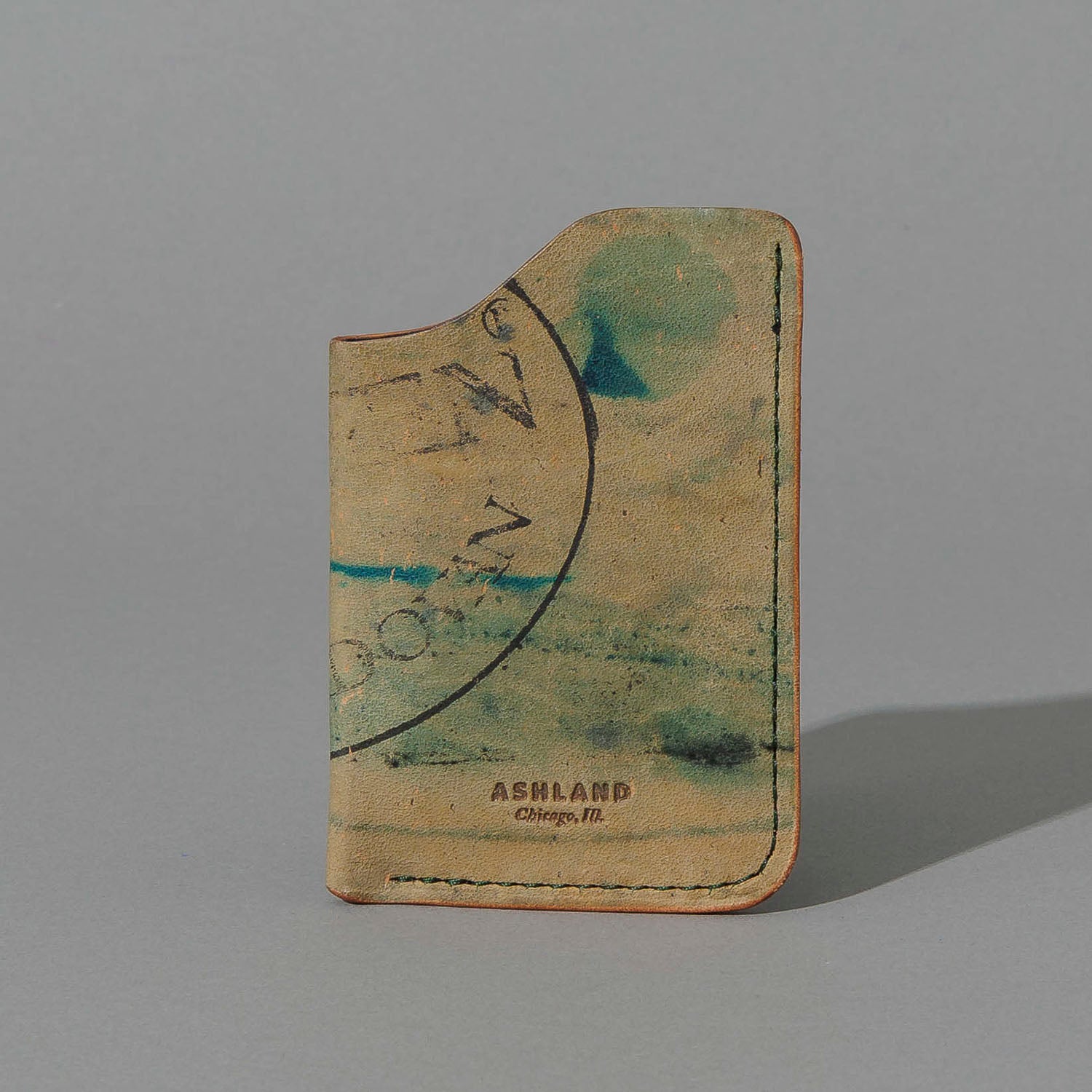 One-Off One-Shot Card Case in Reverse Green Shell Cordovan, front view