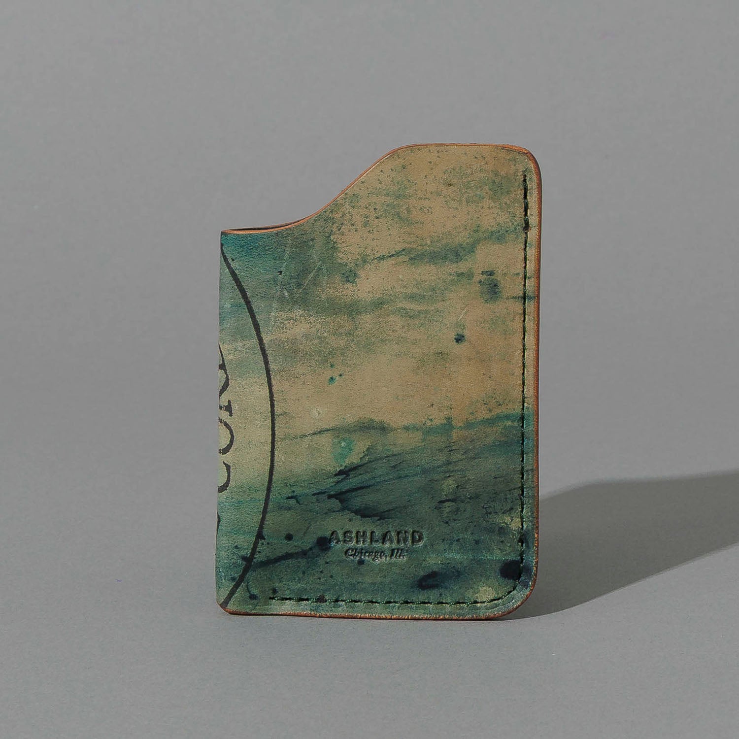 One-Off One-Shot Card Case in Reverse Green Shell Cordovan, front view