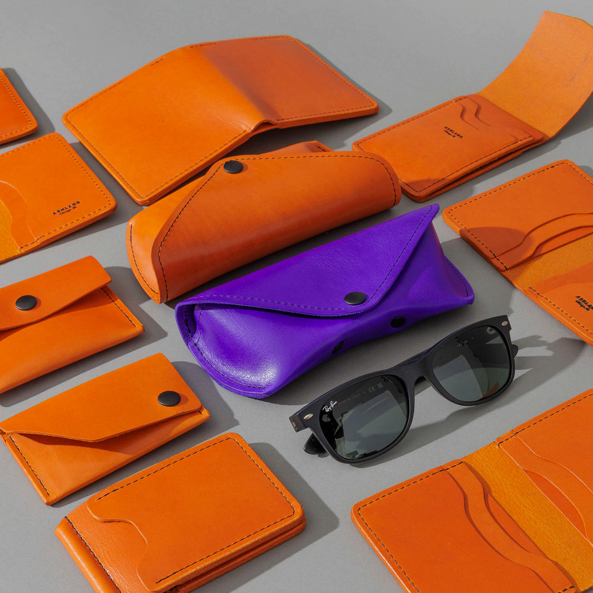 Vertical Bugs Moran in Orange Latigo, group shot with other Fall Limited Release pieces