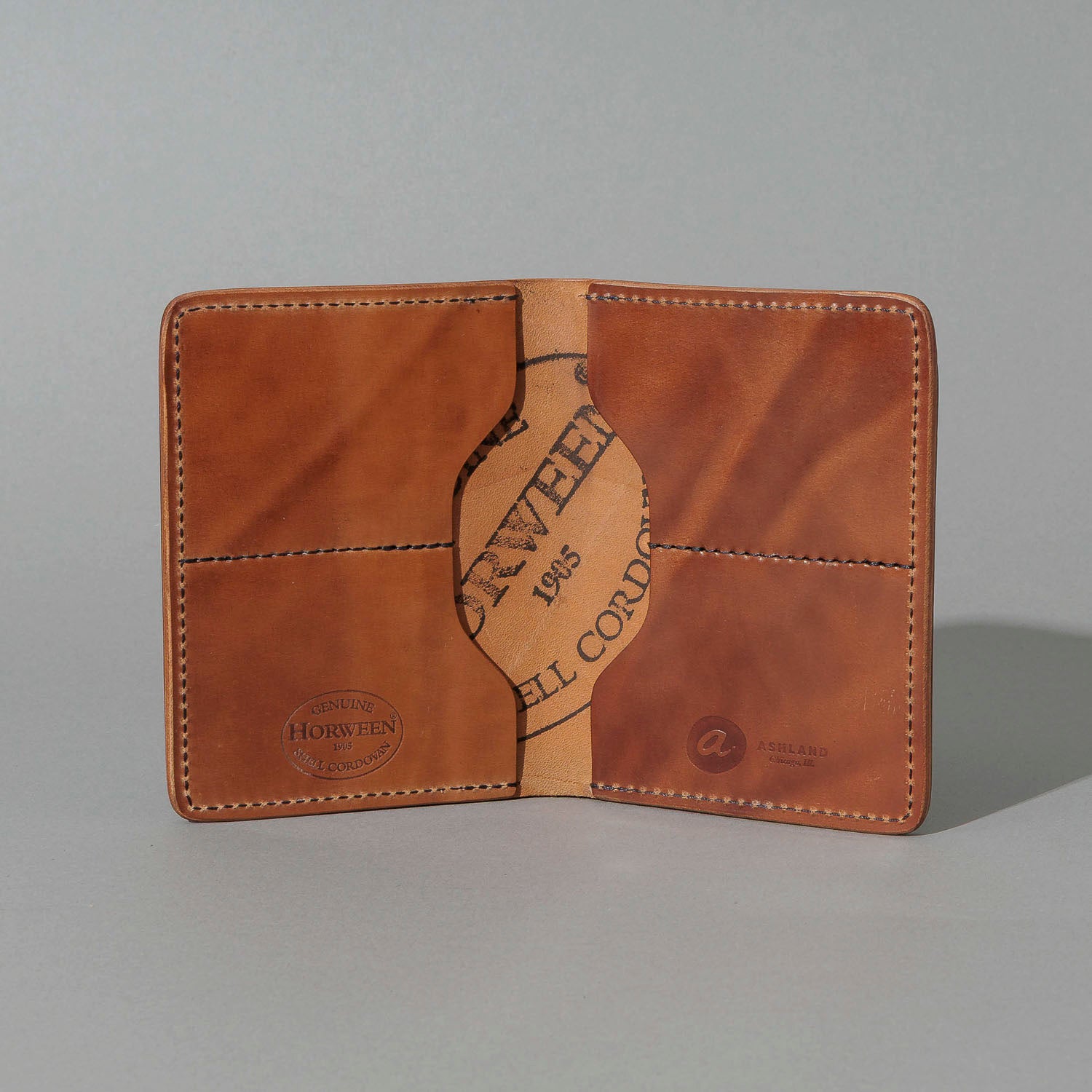 One-Off Fat Herbie in Black and Epic Natural Shell Cordovan, open, showing interior