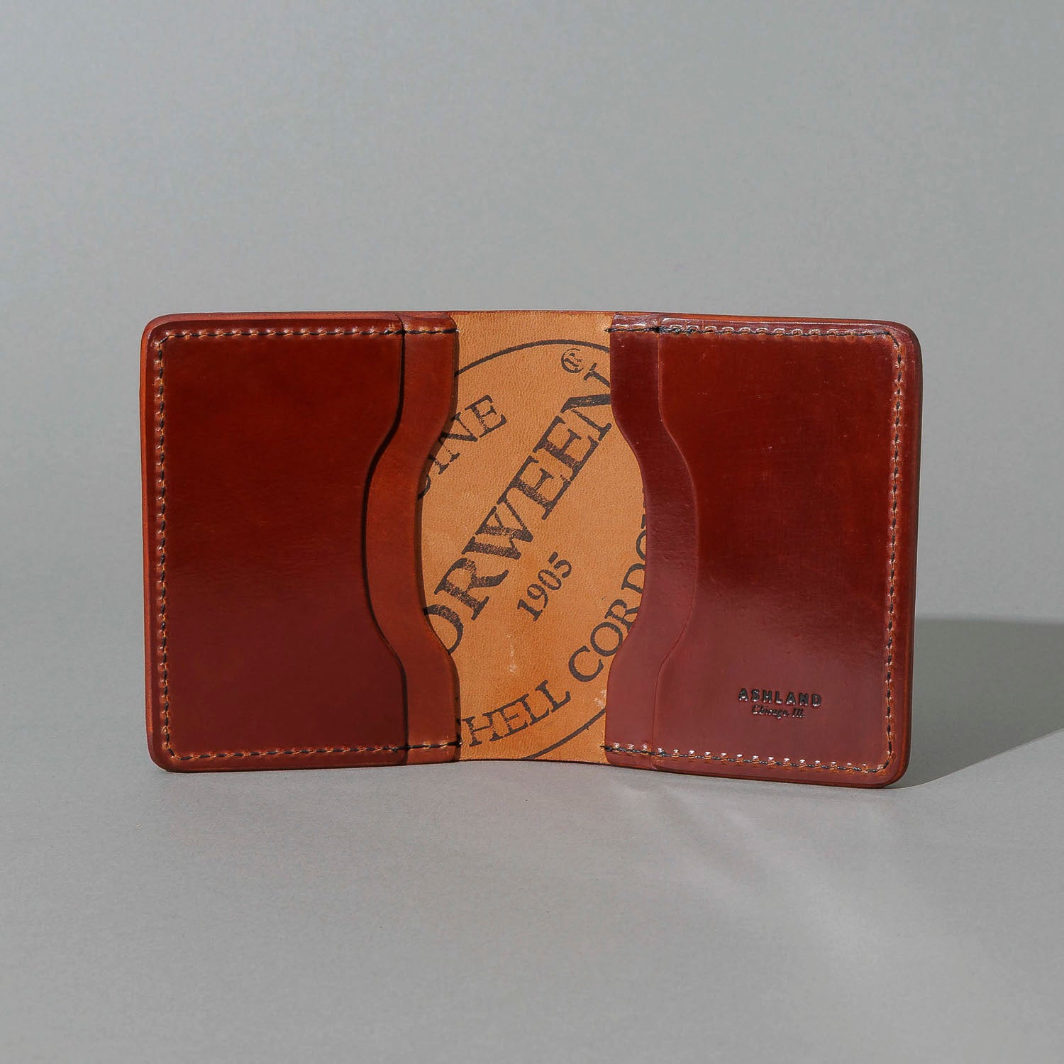 One-Off Tony the Ant in Garnet Shell Cordovan, open, showing interior