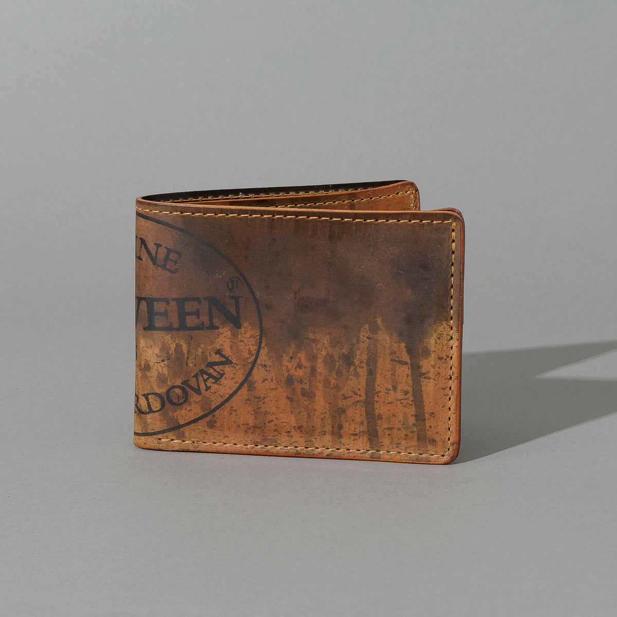 One-Off Johnny the Fox in Hand-Glazed Epic Reverse Cigar Shell Cordovan, angled view lying flat