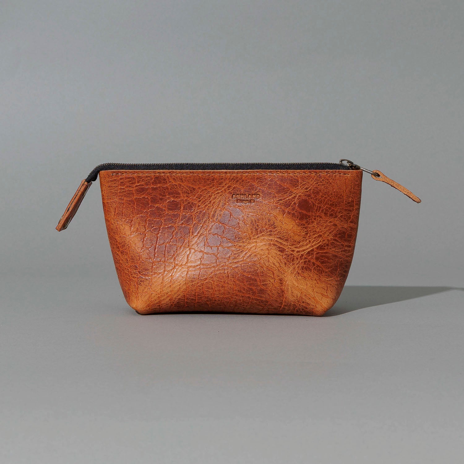One-Off Prototype Pouch in Hammered Olive Tanned, front view, shot 1