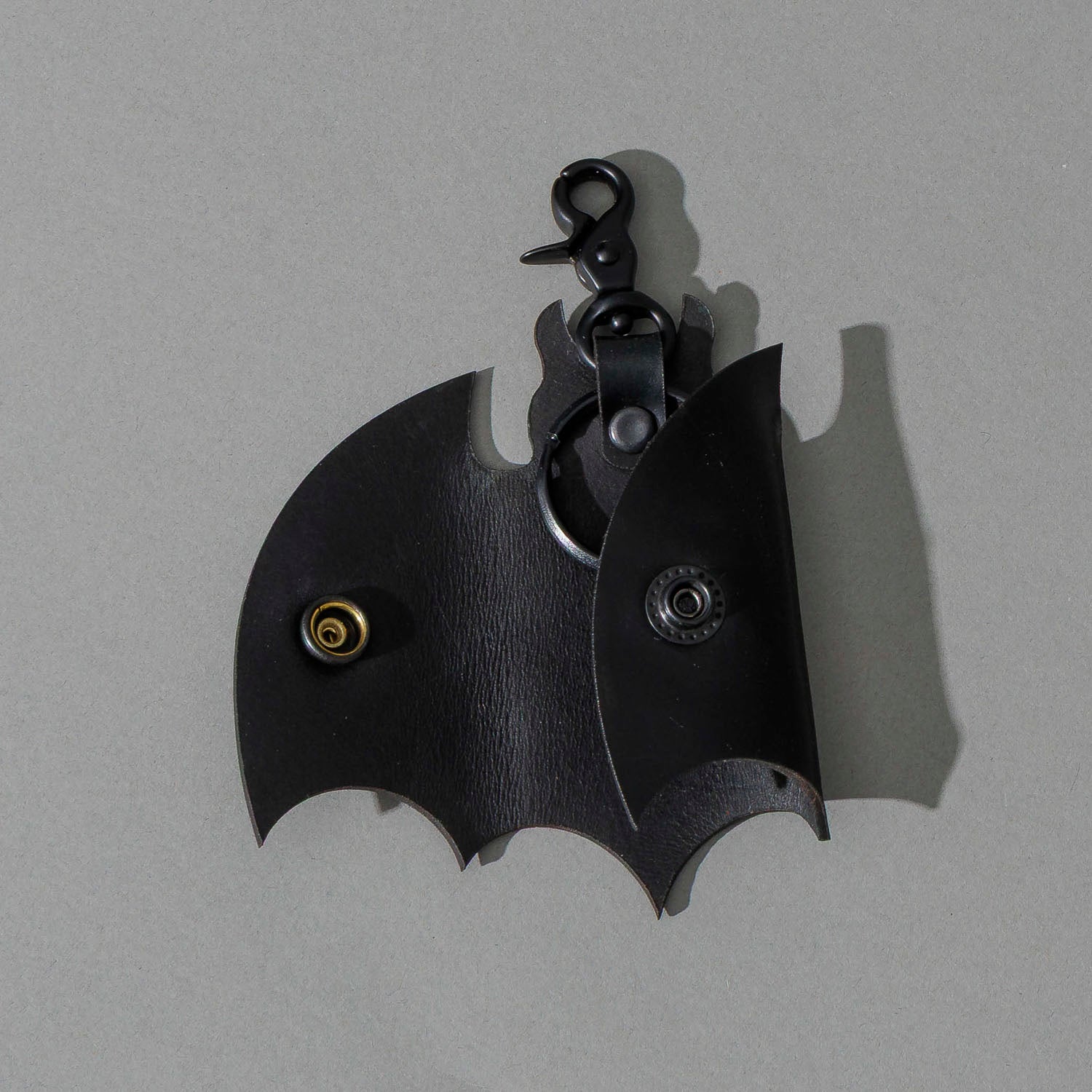 Bat Leather Key Case in Blacked Out Black Shell Cordovan, back view, shot 1