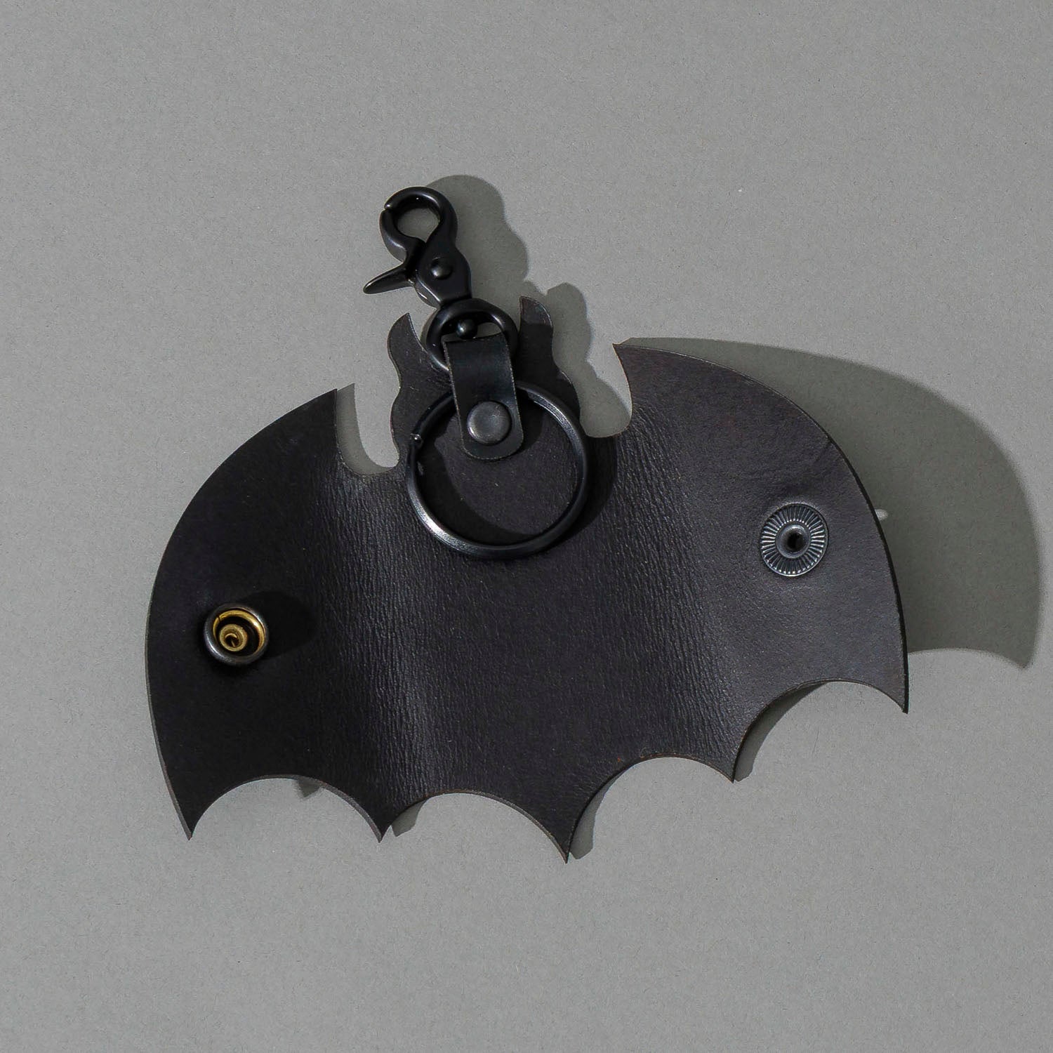 Bat Leather Key Case in Blacked Out Black Shell Cordovan, front view