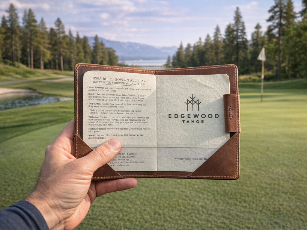 Leather Golf Scorecard Holder - Brown