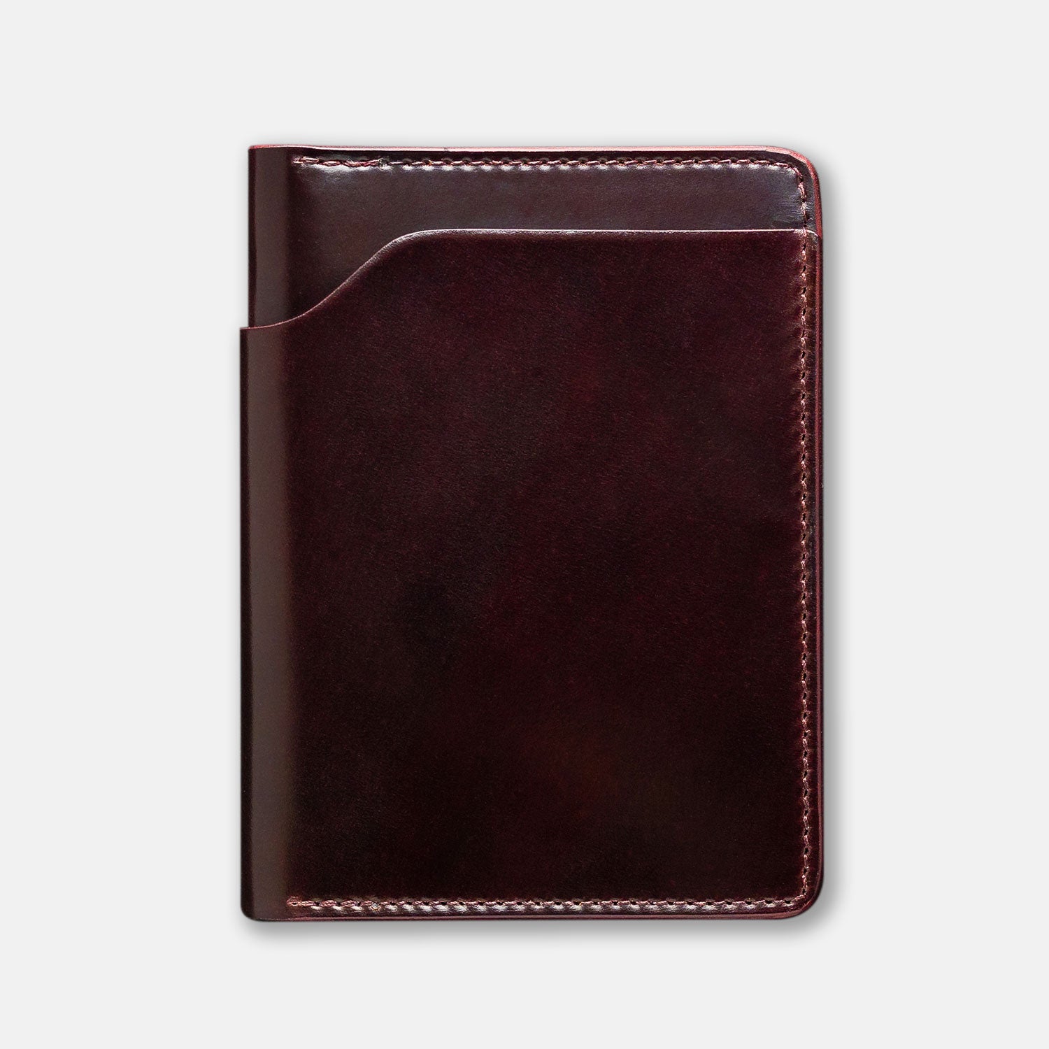 Fat Herbie bifold wallet in Horween® Color #8 Shell Cordovan, closed front view, handcrafted in Chicago