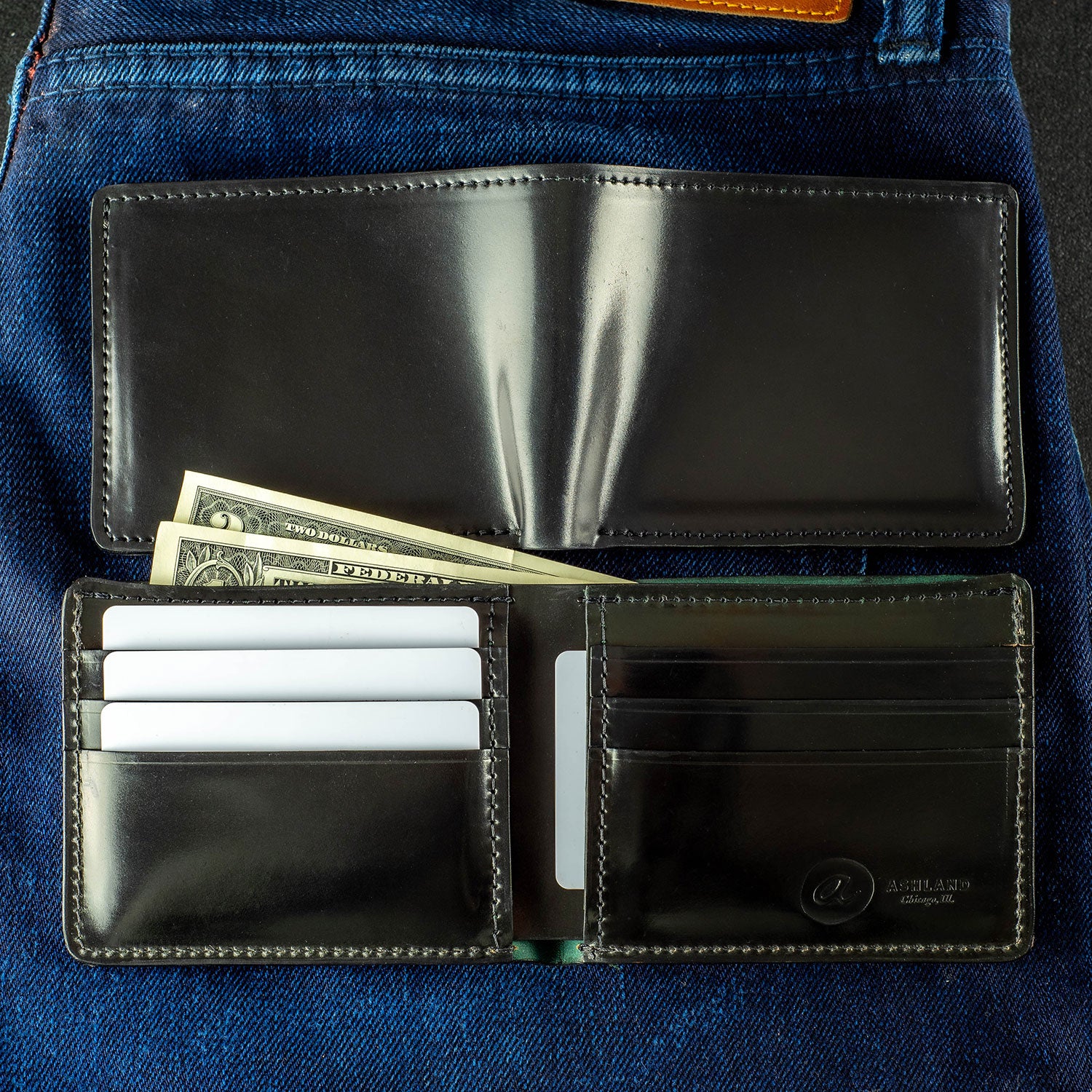 Johnny the Fox Wallet – 100% Black Shell Cordovan – Ashland Leather