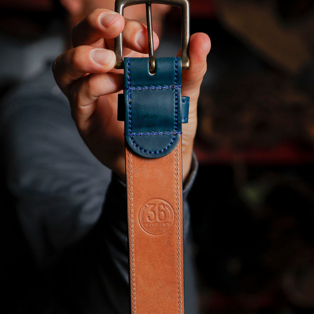 Ashland Leather Co. | Horween Leather Belt for Men - Brown Chromexcel Natural CXL - 36