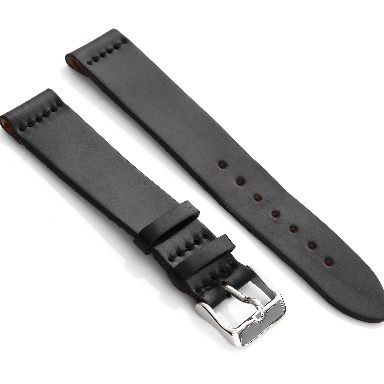 Two-Piece Leather Watch Strap | Black Horween Shell Cordovan