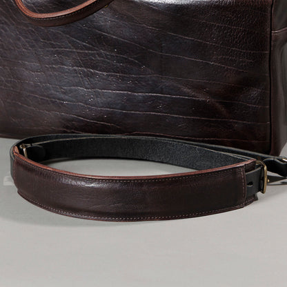 One-off LaSalle Briefcase in Horween® Epic Color 8 Aspen Horsehide, all-leather shoulder strap