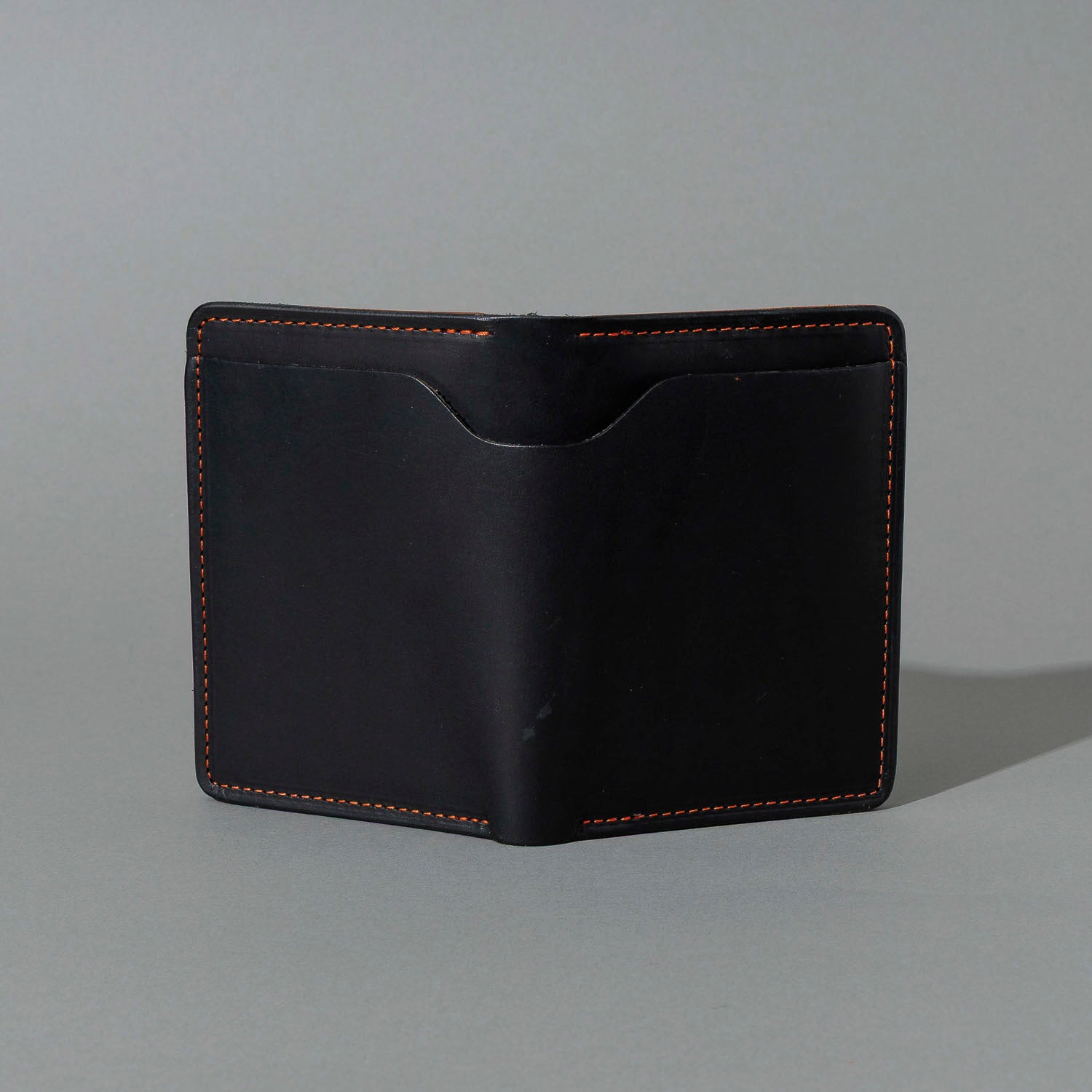 B-Grade One-Off Fat Herbie in Black Dublin & Orange Latigo, Two Hidden Card Slots, front view