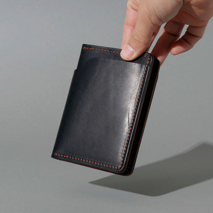 B-Grade One-Off Fat Herbie in Black Dublin & Orange Latigo, Two Hidden Card Slots, held in hand