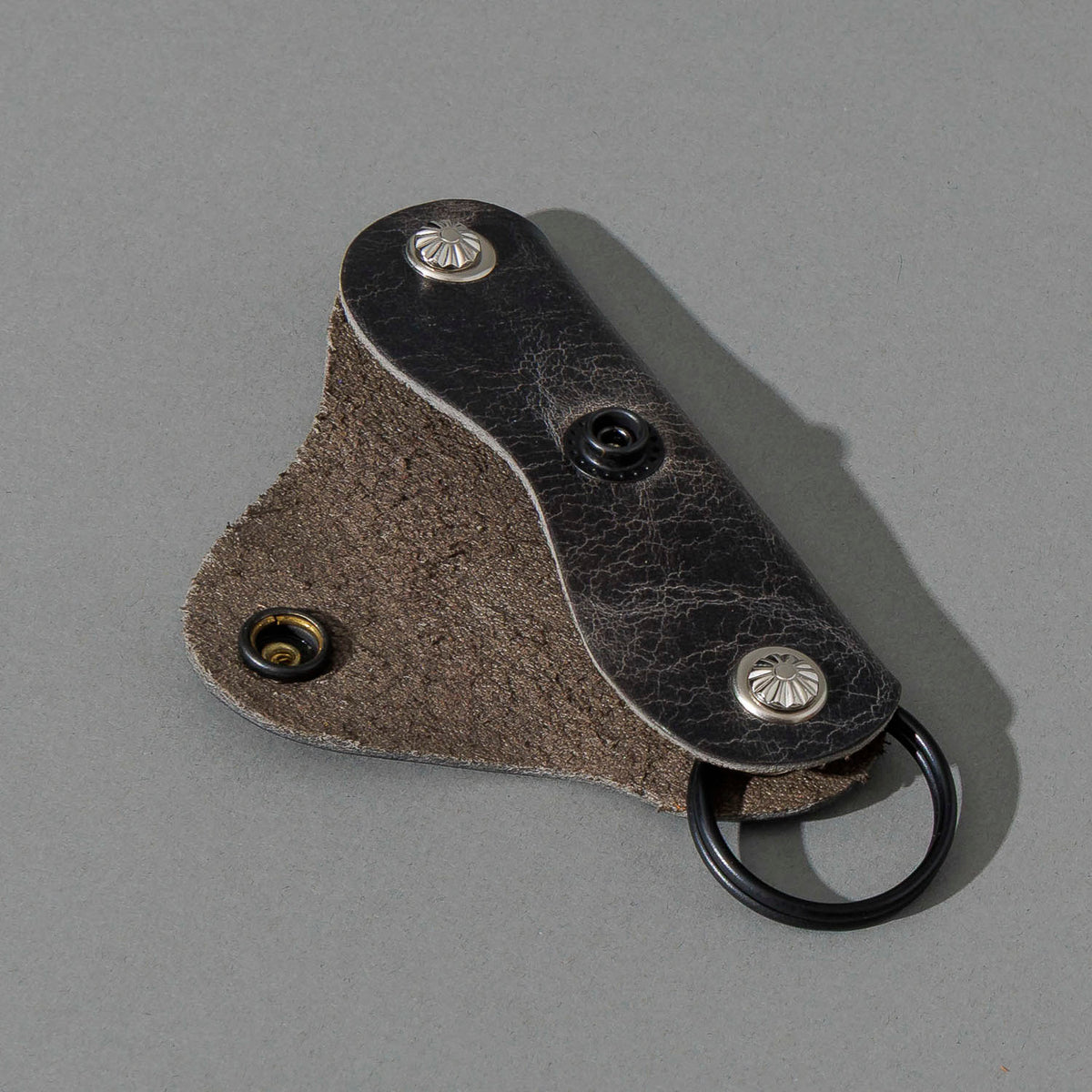Vault Key Holder in Slate Vintage, opened to show where keys sit, shot 2