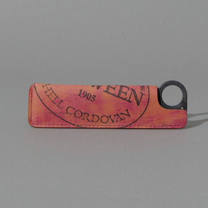 One-Off Chicago Comb and Leather Sheath in Reverse Ultraviolet Shell Cordovan, front view