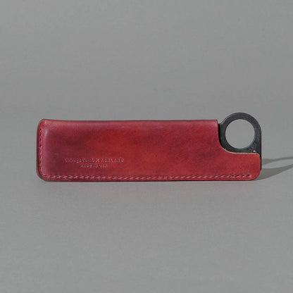 Chicago Comb and Leather Sheath in Marbled Ultraviolet Shell Cordovan, front view