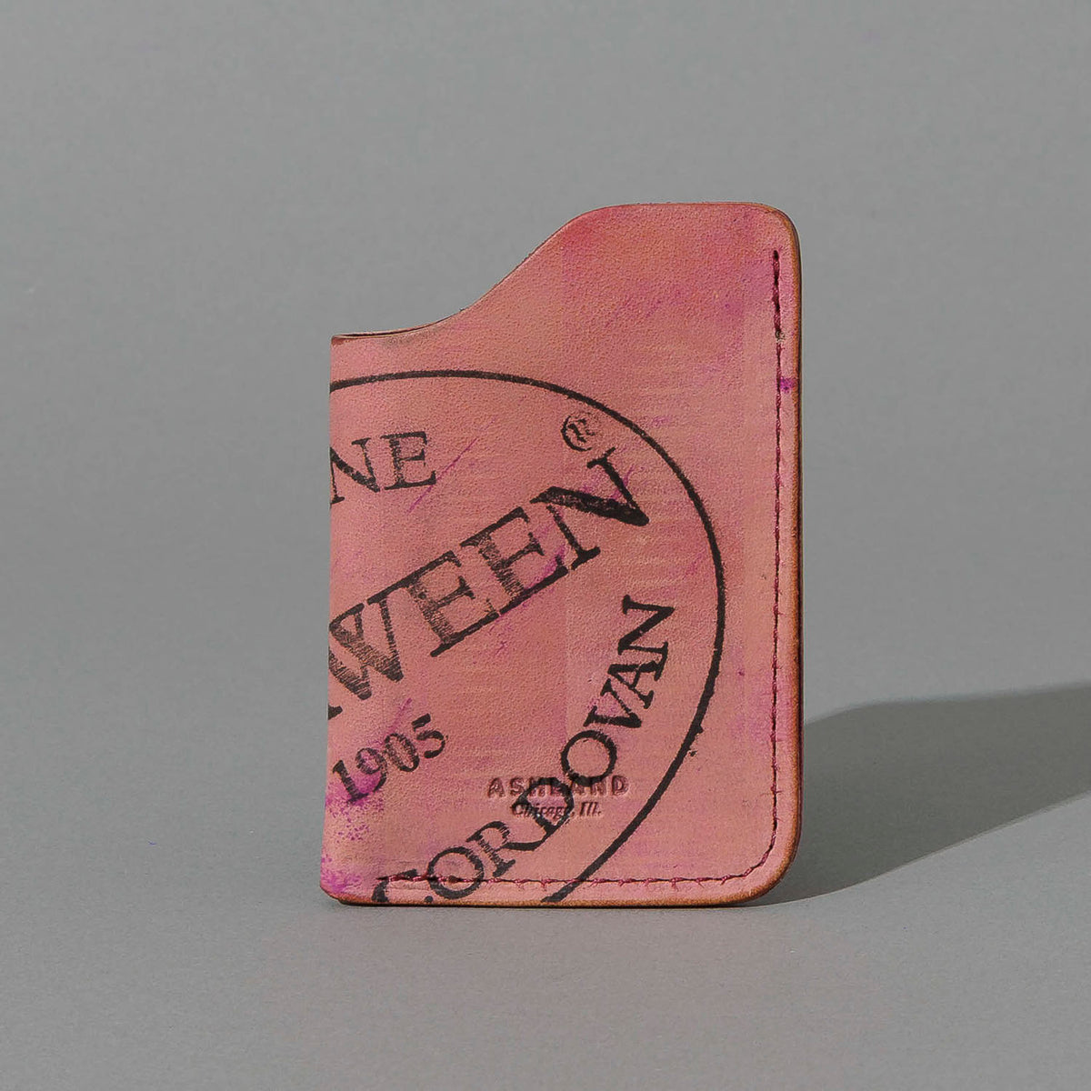 One-Off One-Shot Card Case in Reverse Ultraviolet Shell Cordovan, front view