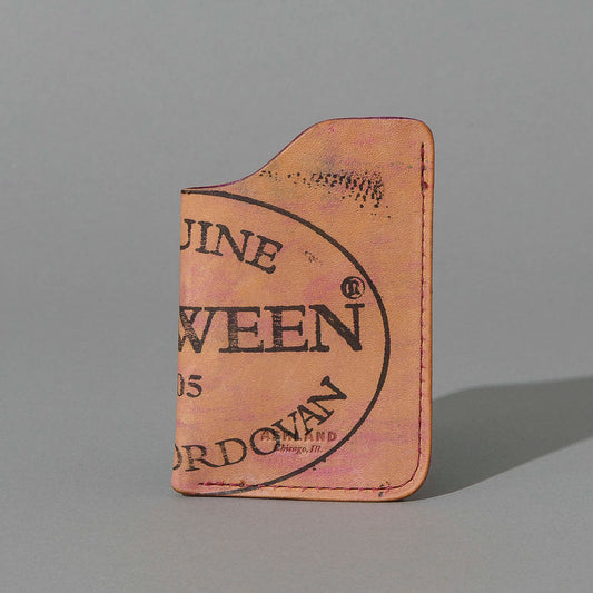 One-Off One-Shot Card Case in Reverse Ultraviolet Shell Cordovan, front view