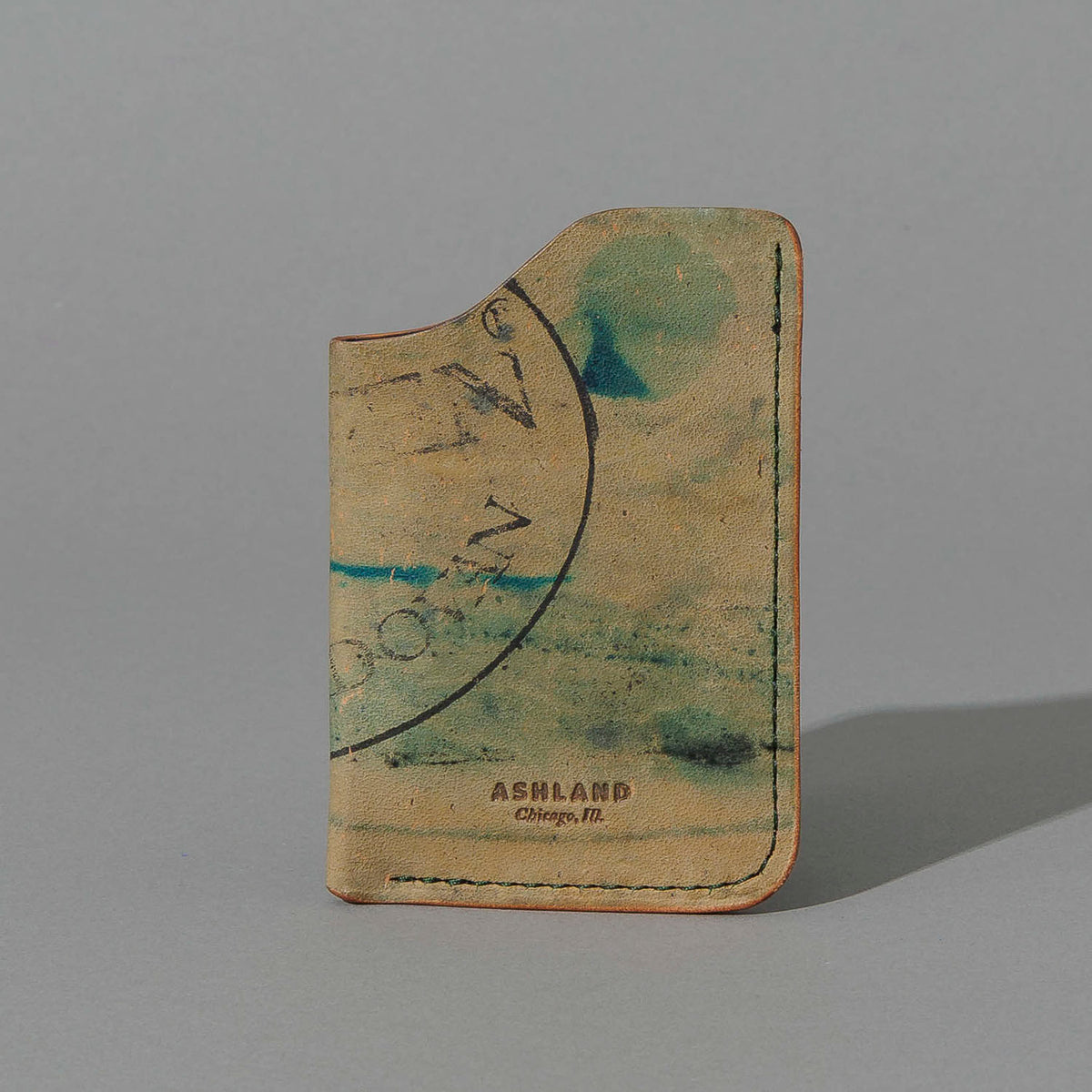 One-Off One-Shot Card Case in Reverse Green Shell Cordovan, front view
