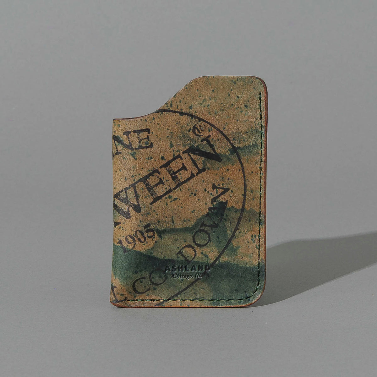 One-Off One-Shot Card Case in Reverse Green Shell Cordovan, front view