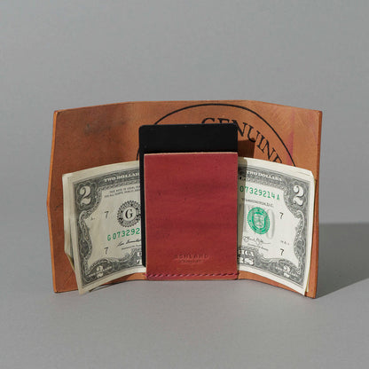 One-Off Jr. Fold in Marbled Ultraviolet Shell Cordovan, open with cash and cards, shot 1