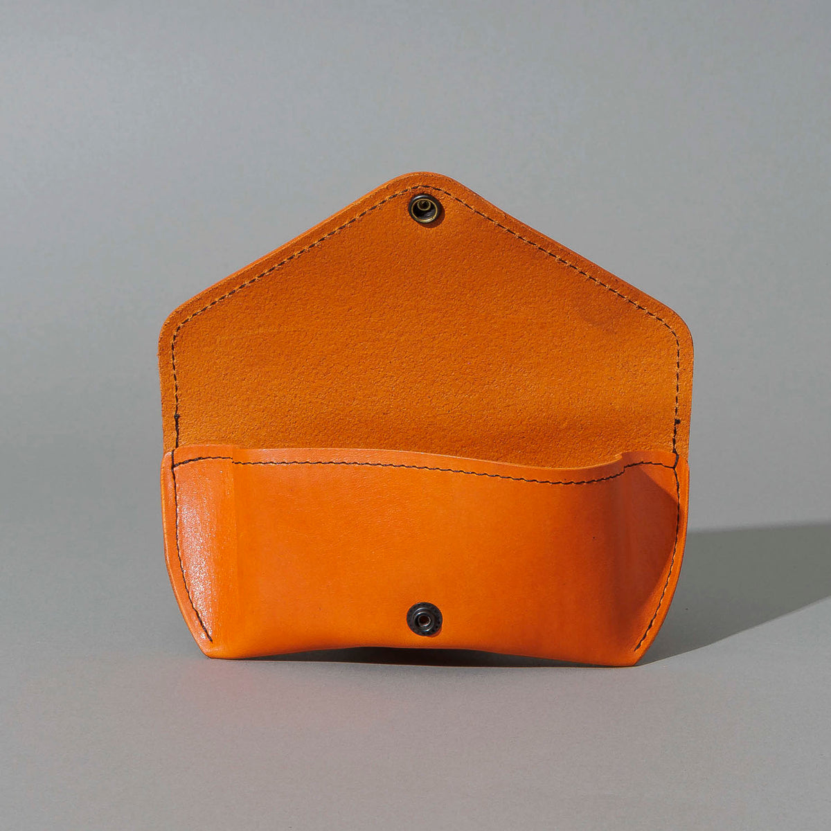 Glasses Case in Orange Latigo, with flap open
