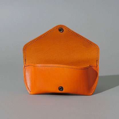 Glasses Case in Orange Latigo, with flap open