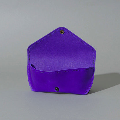 Glasses Case in Violet Latigo, with flap open