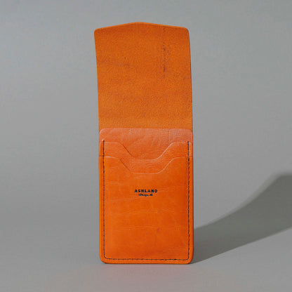 One-Off Lucky Wallet in Epic Orange Latigo, with flap open