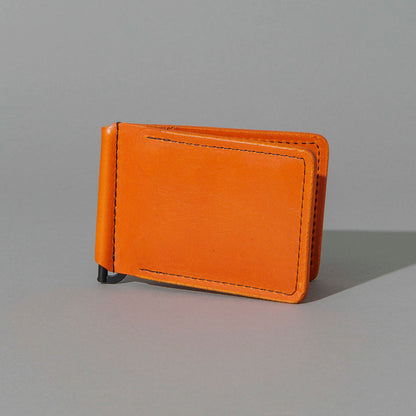 Capone Money Clip in Orange Latigo, front view, shot 1