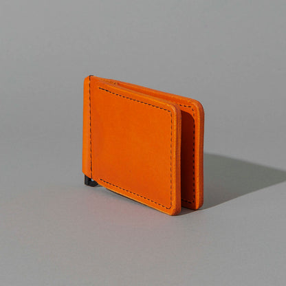 Capone Money Clip in Orange Latigo, standing upright, side angle