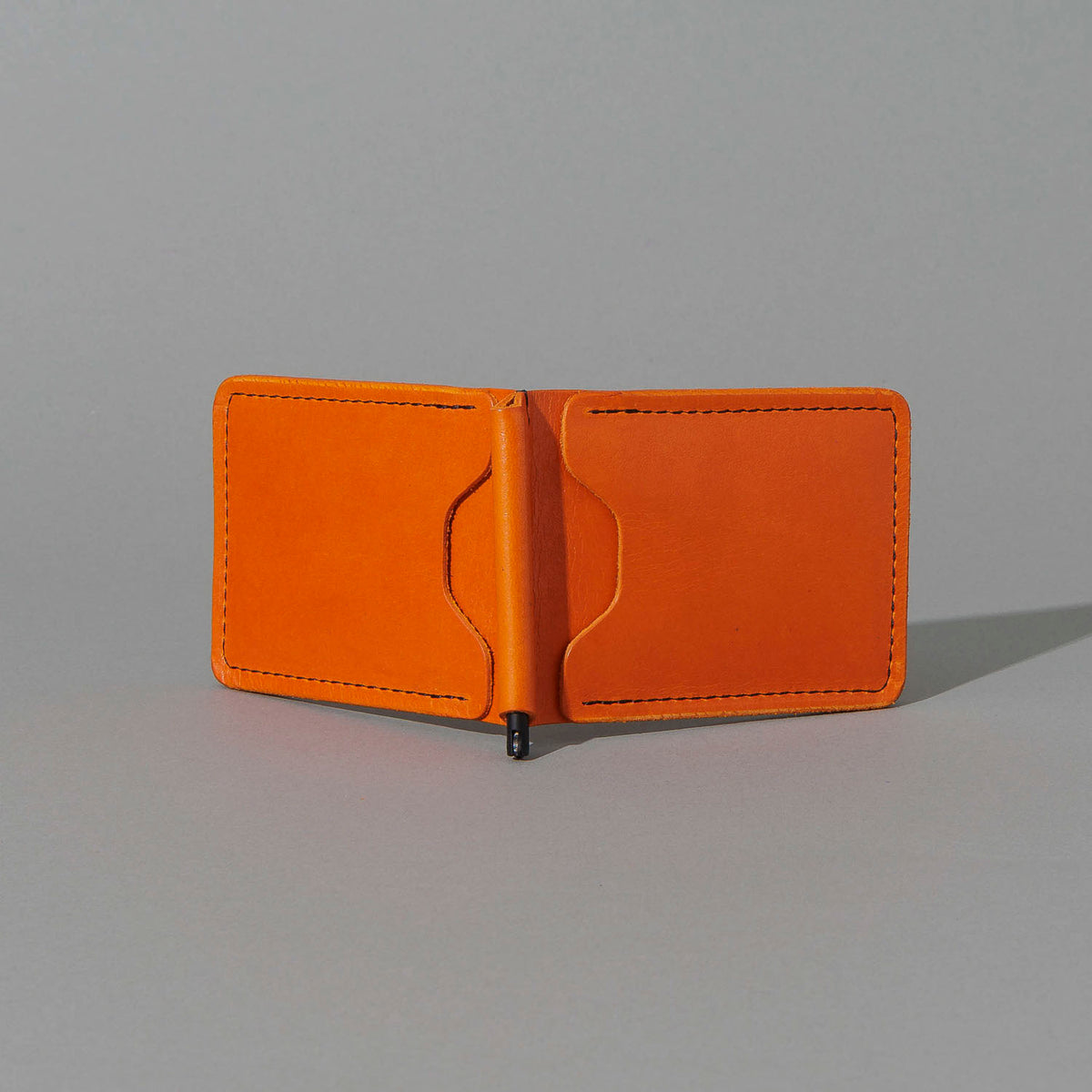 Capone Money Clip in Orange Latigo, front view, shot 2