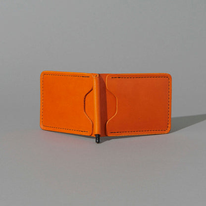 Capone Money Clip in Orange Latigo, front view, shot 2