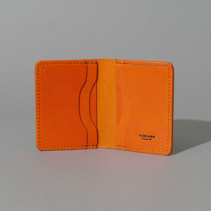 One-Off Six-Slot Bugs Moran Prototype in Orange Latigo, No Skip Stitch, open, showing interior
