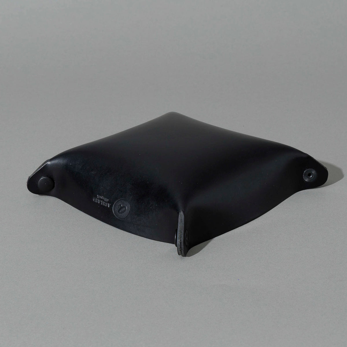 Valet Tray in Blacked Out Black Chromexcel®, assembled tray, angled view, shot 2