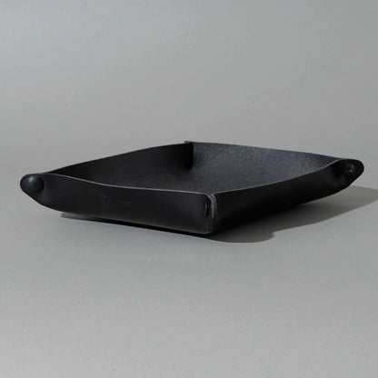 XL Valet Tray in Blacked Out Black Chromexcel®, assembled tray, angled view, shot 4