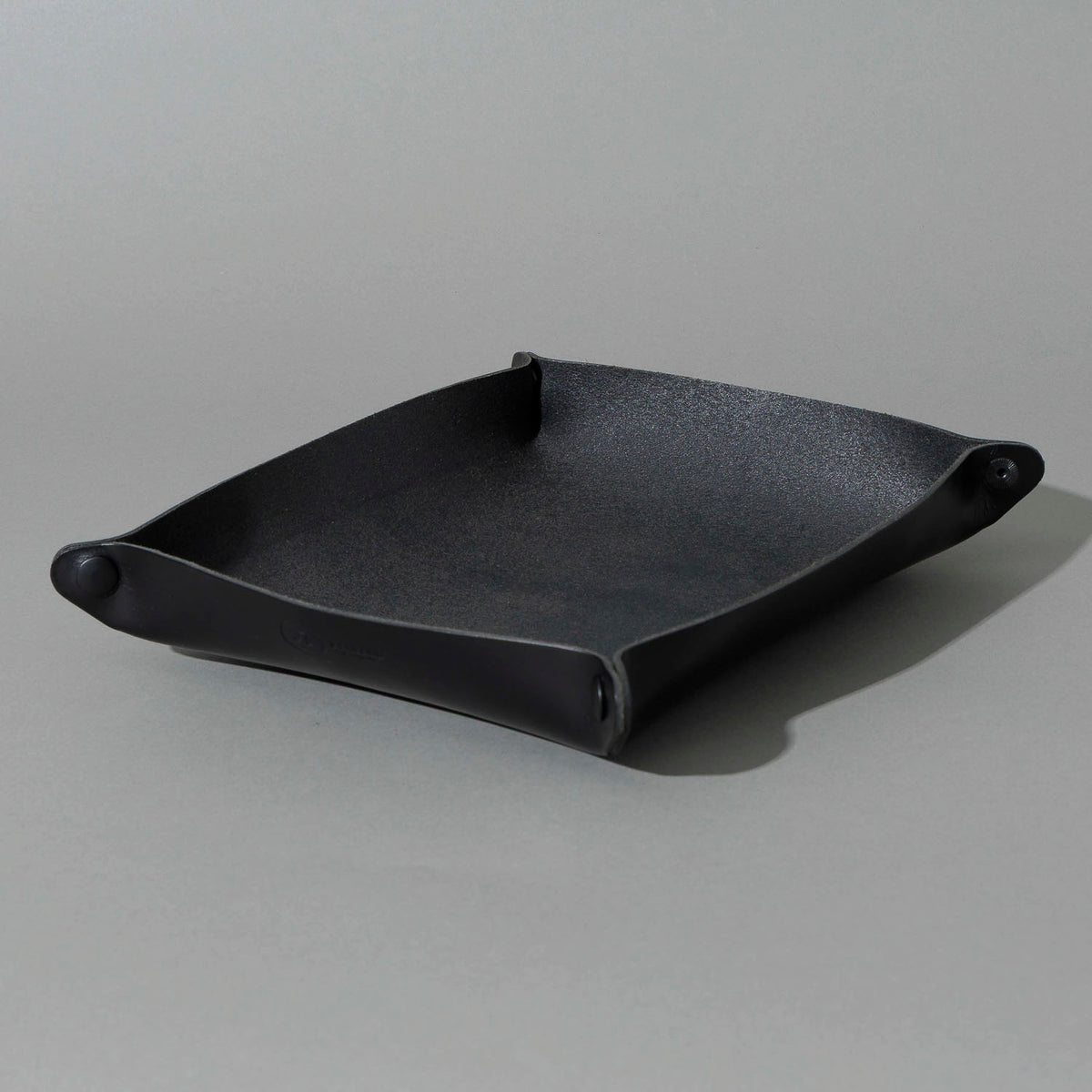 XL Valet Tray in Blacked Out Black Chromexcel®, assembled tray, angled view, shot 1