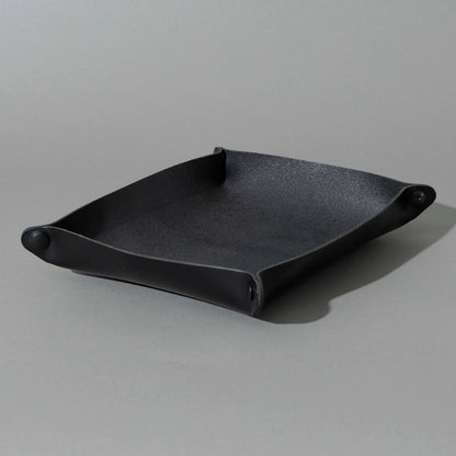 XL Valet Tray in Blacked Out Black Chromexcel®, assembled tray, angled view, shot 1