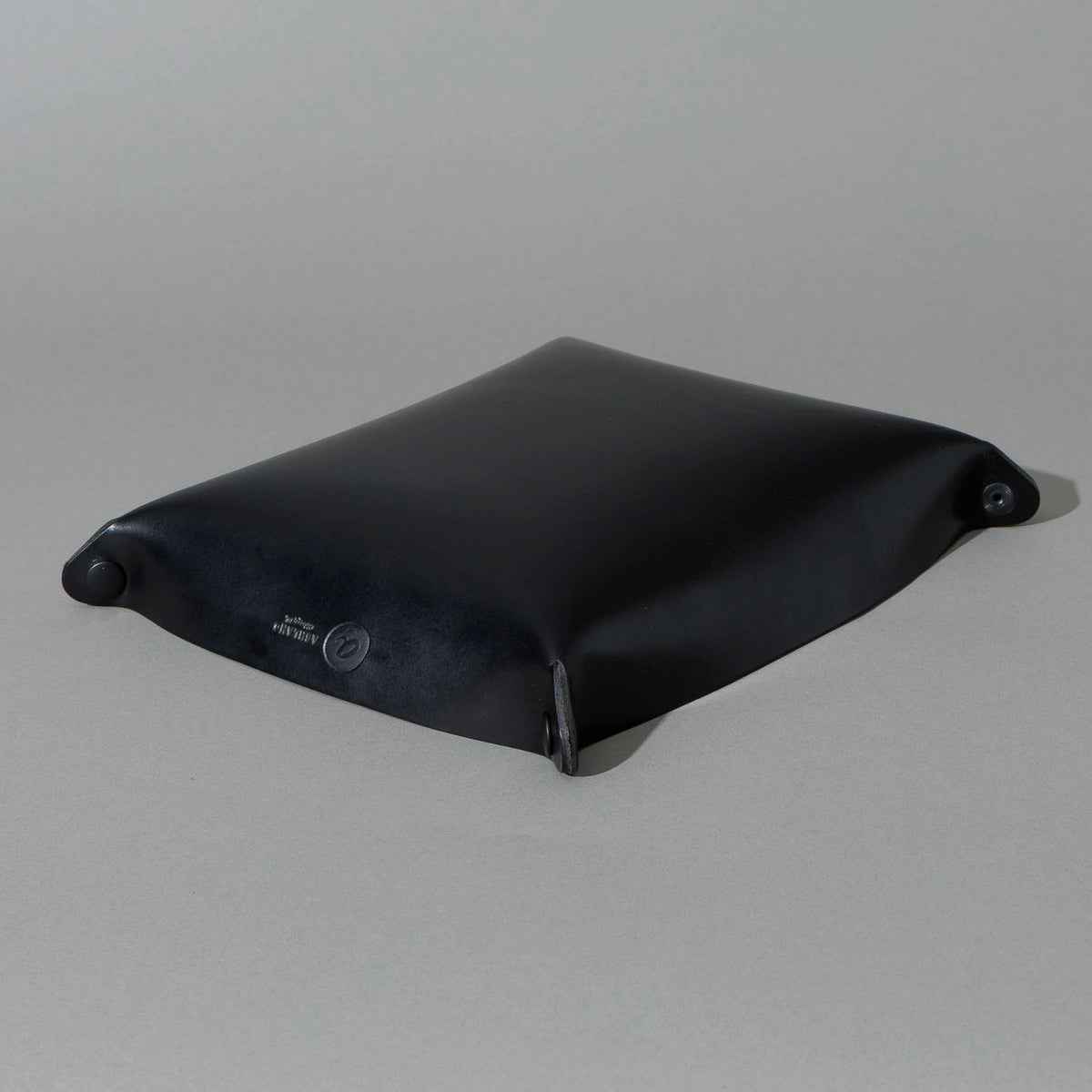 XL Valet Tray in Blacked Out Black Chromexcel®, assembled tray, angled view, shot 3