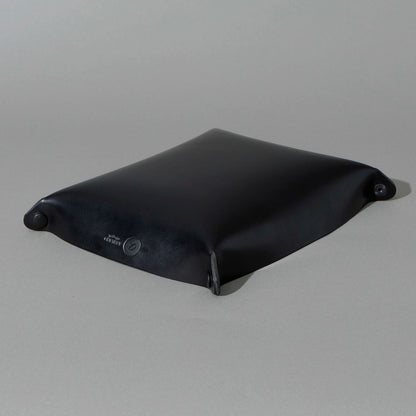 XL Valet Tray in Blacked Out Black Chromexcel®, assembled tray, angled view, shot 3