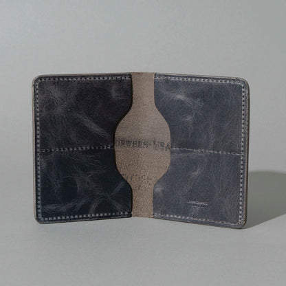 One-Off Fat Herbie in Slate Vintage, Horween® USA Stamp, open, showing interior