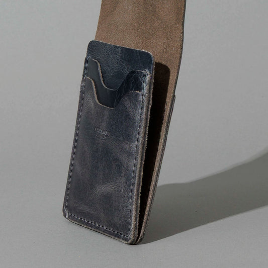 Lucky Wallet in Slate Vintage, with flap open