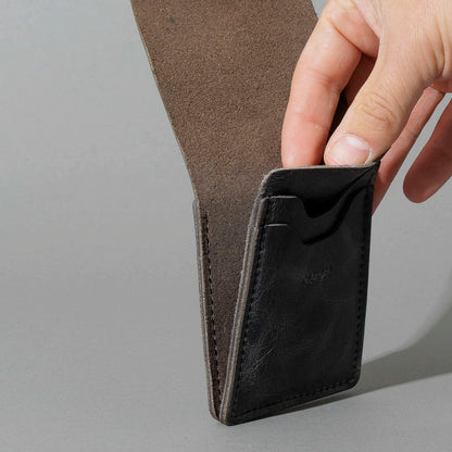 Lefty Lucky Wallet in Slate Vintage, with flap open