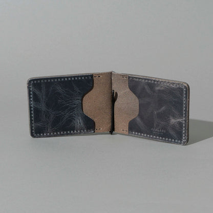 Capone Money Clip in Slate Vintage, open, showing interior, shot 1