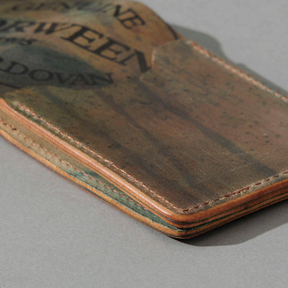 One-Off Lucky Wallet in Hand-Glazed Reverse Green Shell Cordovan, close-up detail, shot 3