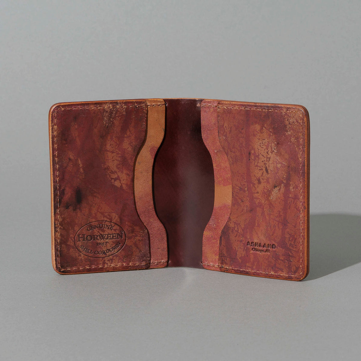 One-Off Bugs Moran in Hand-Glazed Epic Reverse Color 8 Shell Cordovan, open, showing interior