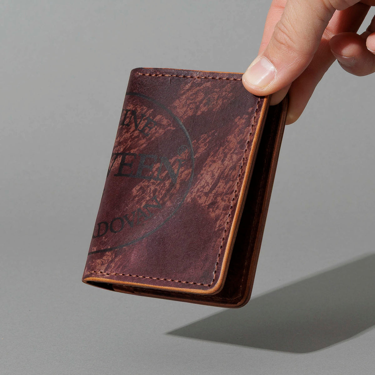One-Off Bugs Moran in Hand-Glazed Epic Reverse Color 8 Shell Cordovan, held in hand, shot 2