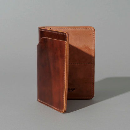 One-Off Fat Herbie in Marbled Color 8 Shell Cordovan with Reverse Interior, standing upright, side angle