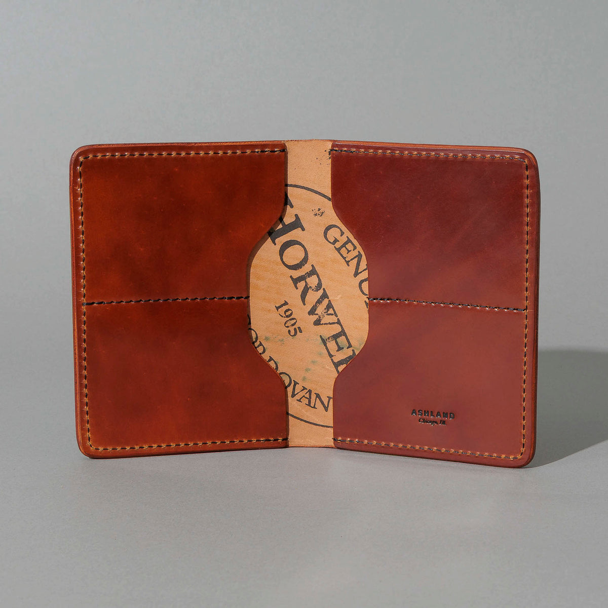 Fat Herbie in Garnet Shell Cordovan, Black Details, open, showing interior
